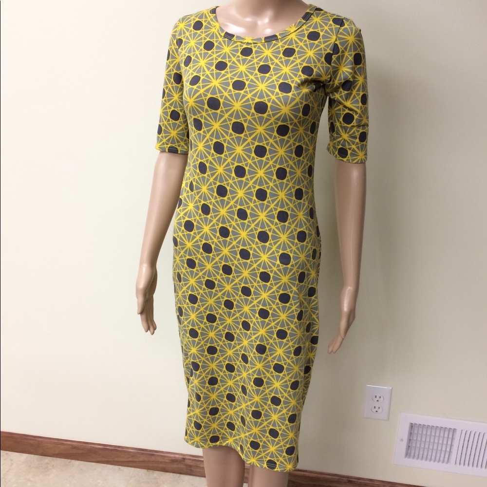 LulaRoe Yellow and Gray Knit Dress LAST CHANCE